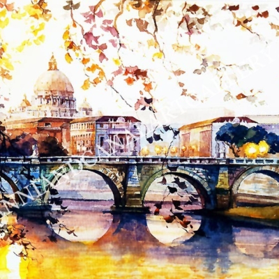 San Pietro e ponte con fiori