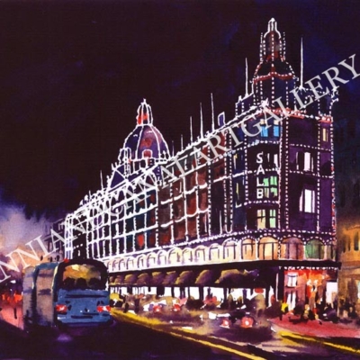 London Harrods at night