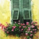 Finestra gialla di Trastevere con fiori