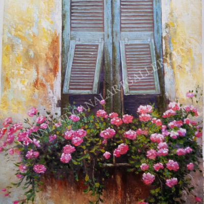 Roma balcone con fiori